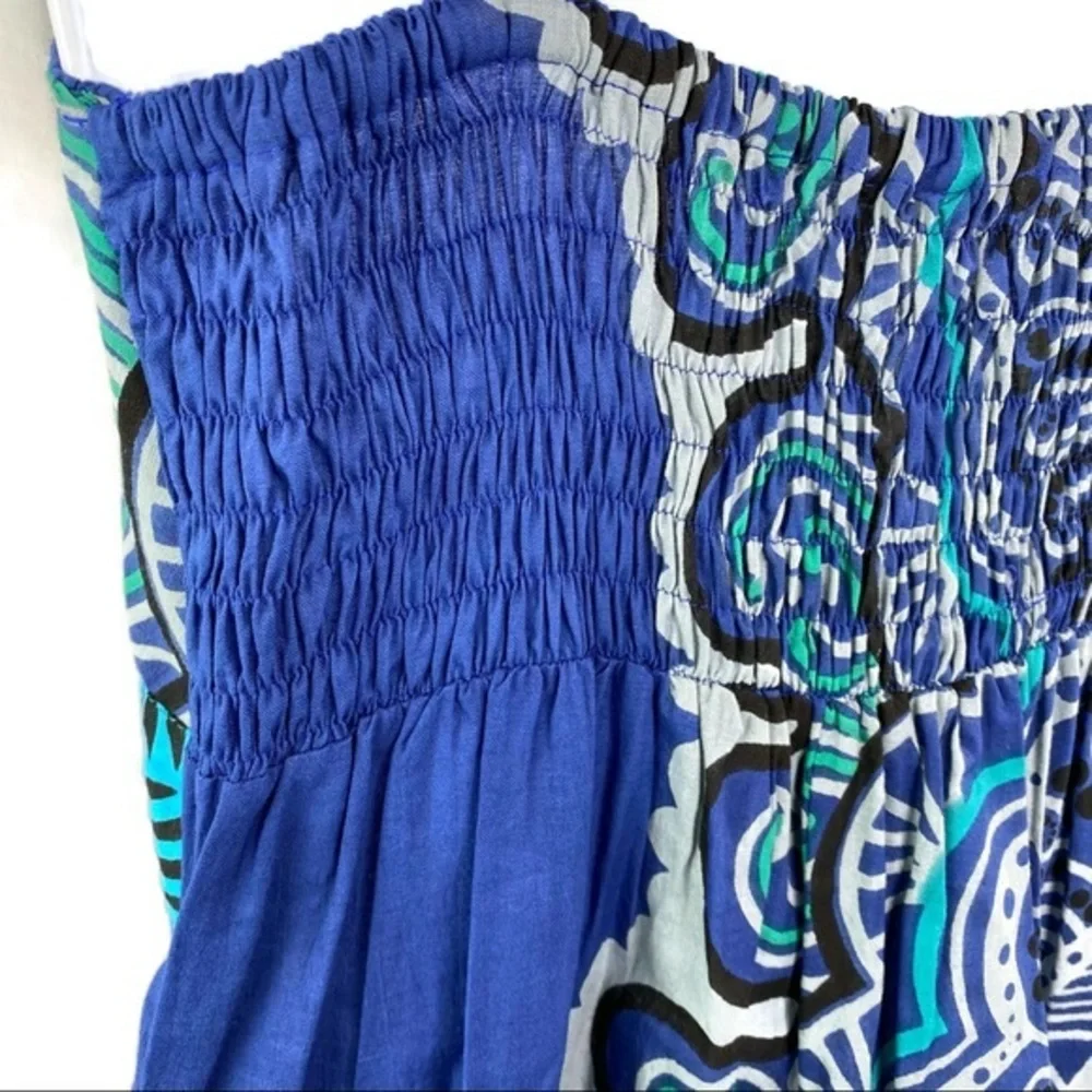 Shades of Blue Summer Tropical Spaghetti dress S/M - Picture 10 of 10